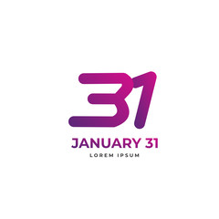 January 31, calender vector for reminder or celebration day. Template design for date and time agenda.