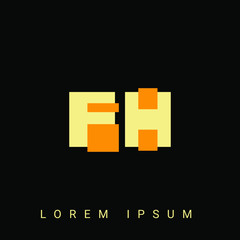 Obraz premium Modern creative shaped FH, HF, F, H logo. Initial Logo Designs Templete with Black Background. Vector Illustration