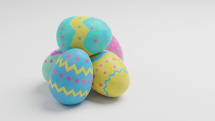 Five Colorful Painted Easter Eggs