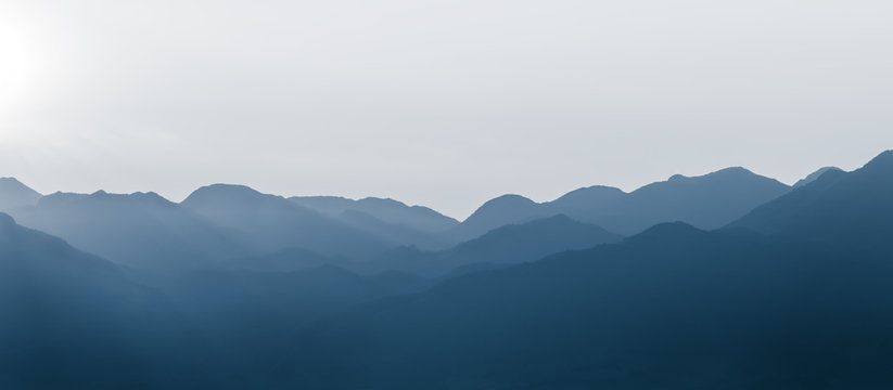 Continuous mountains. The mountain background of Chinese painting.