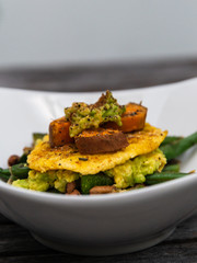 Black-eyed peas, green string beans, sweet potatoes, avocado, plantains