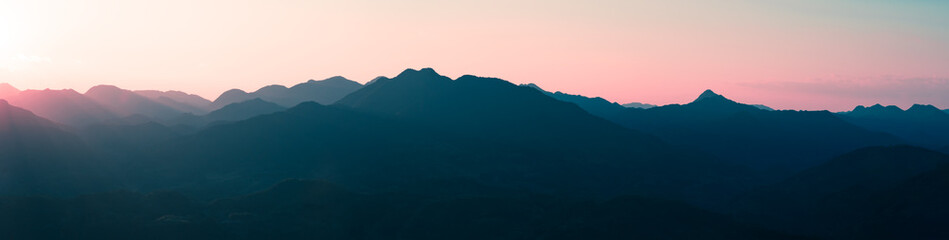 Continuous mountains. The mountain background of Chinese painting.