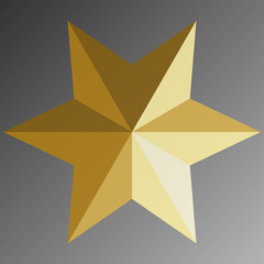 gradient gold star isolated on grey background