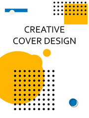 Creative cover design with orange inserts. Corporate banner with stylish geometric yellow shapes. Letterhead with space for text with bright colors.