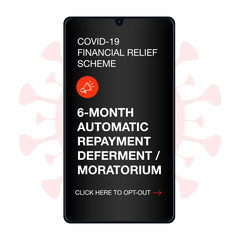 Vector Illustration of bank loan moratorium during Covid-19 pandemic outbreak. 