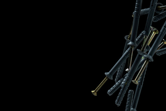 dowels in free fall on a black background - Powered by Adobe