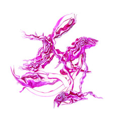 sliced of red cabbage on white background.top view