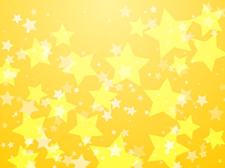 Yellow glowing stars abstract vector background.