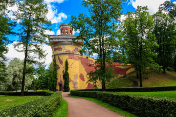 Tower-ruin in Catherine park at Tsarskoye Selo in Pushkin, Russia