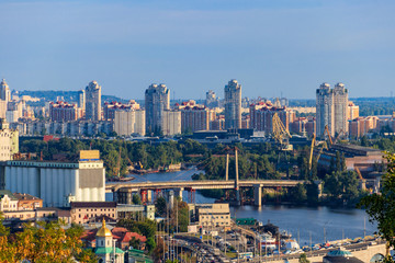 Fototapeta na wymiar View of the Dnieper river and Kiev cityscape, Ukraine