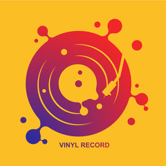 Abstract vinyl record liquid music vector with yellow  background graphic