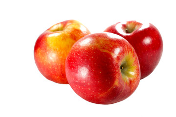 three apple on white background