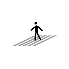 Pedestrian crossing sign Stick a person walks across the road according to traffic rules Safety