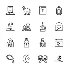 Ramadan Kareem Icons set over white