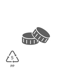 Vector bottle cap icon. Simple black symbol