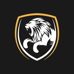 Roaring Lion Logo Vector Design Illustrator. Luxury Roaring Lion Head Logo Design Template. Abstract Lion Crest Logo Vector Design.
