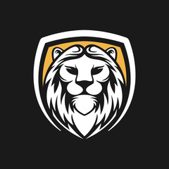 Obraz premium Lion Logo Vector Design Illustrator. Vintage Luxury Lion Head Logo Design Template. Abstract Lion Shield Logo Vector Design