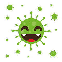 A virus that destroys the body's immunity and causes illness, which is the spread of the virus,Virus.Computer,microbiology concept. Disease germ, pathogen organism, infectious micro virology.