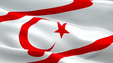 Northern Cyprus island flag Motion Loop video waving in wind. Realistic Turkish Cyprus Flag background. Northern Cyprus Flag Looping Closeup 1080p Full HD 1920X1080 footage. Northern Cyprus Europe cou