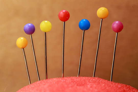 Close-up Of Colorful Straight Pins