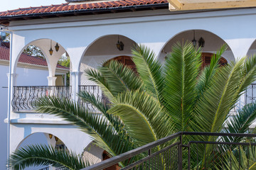 Traditional Mediterranean architecture - arches of long shared balcony