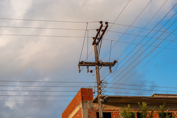 Electric supply wire. Parallel lines.
