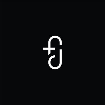 Minimal elegant monogram art logo. Outstanding professional trendy awesome artistic FJ JF initial based Alphabet icon logo. Premium Business logo White color on black background