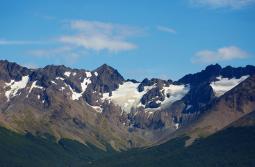 Of The Beagle Channel. Andes.
 Like the Strait of Magellan, the Beagle Strait is located between Tierra del Fuego and Antarctica. The Strait is bordered to the Northwest by the Cordillera - Darwin mou