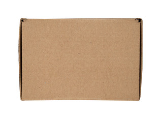 Single carton moving box isolated on white background: concept of supermarket, grocery