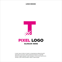 T Letter pixel logo design modern template