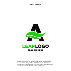 Initial Letter A With Leaf Logo