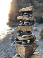 Stone tower at sunset
