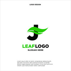 Initial Letter J With Leaf Logo
