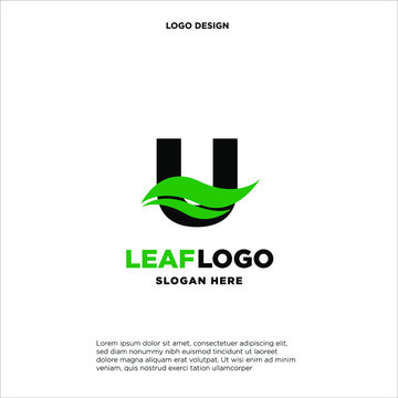 Initial Letter U With Leaf Logo
