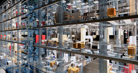 Fototapeta premium Conceptual visualization of the BIM model of the office building 