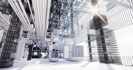BIM model conceptual visualization of the utilities of the building	