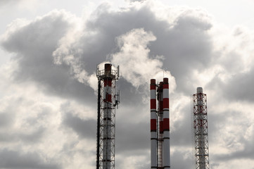 smokestacks smoke the ecology of the city is dying cold steam pollution the city is in smoke the...