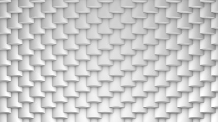 Minimalistic white and gray background of repeating geometric 3d shapes. Abstract geometric pattern. 3d rendering. Raster.