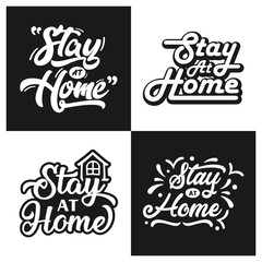 Stay At home Lettering design collection