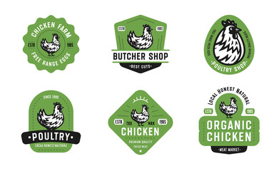 Big Set of Quality Vintage Chicken Emblems, Badges and Logo designs. Hen Vector Illustration. Great for Farms, Poultry Business, Organic Foods, Butchery, Meat Stores, Restaurants etc.