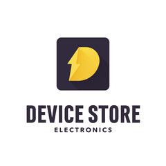 D plus Bolt Original Graphic Iconic Logo Design for device electronics phone repair store, accessory store, gadget online website etc.  