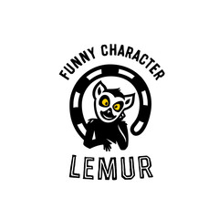 Funny Hand Drawn Simple Cartoon Lemur Character. Vector Illustration. Great for Kids T shirt Apparel design, kids sport team, branding, kids room decoration, wall print art etc.