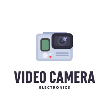 Video Camera Iconic Logo Design for device electronics gudget repair store, accessory hardware computer parts store, online website, technological exhibition etc.  