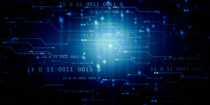 2d illustration abstract digital binary data on computer screen