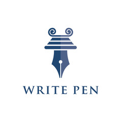 Pillar and fountain pen shaped logo design for law firms. Vector illustration template clean and clever  