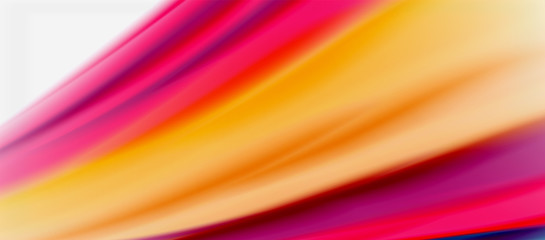 Wave lines abstract background, smooth silk design with rainbow style colors. Liquid fluid color waves. Vector Illustration