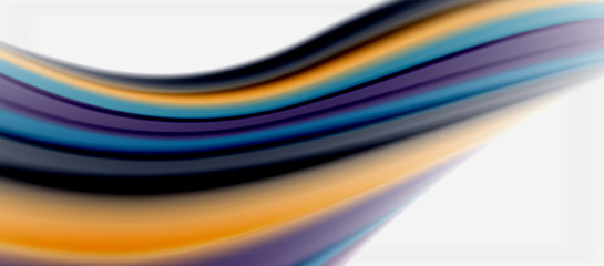 Wave lines abstract background, smooth silk design with rainbow style colors. Liquid fluid color waves. Vector Illustration