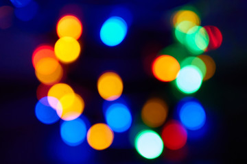 Bright christmas lights in bokeh