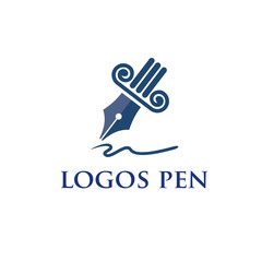 Pillar and fountain pen shaped logo design for law firms. Vector illustration template clean and clever  