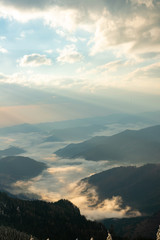 clouds and fog on the rock on the mountain